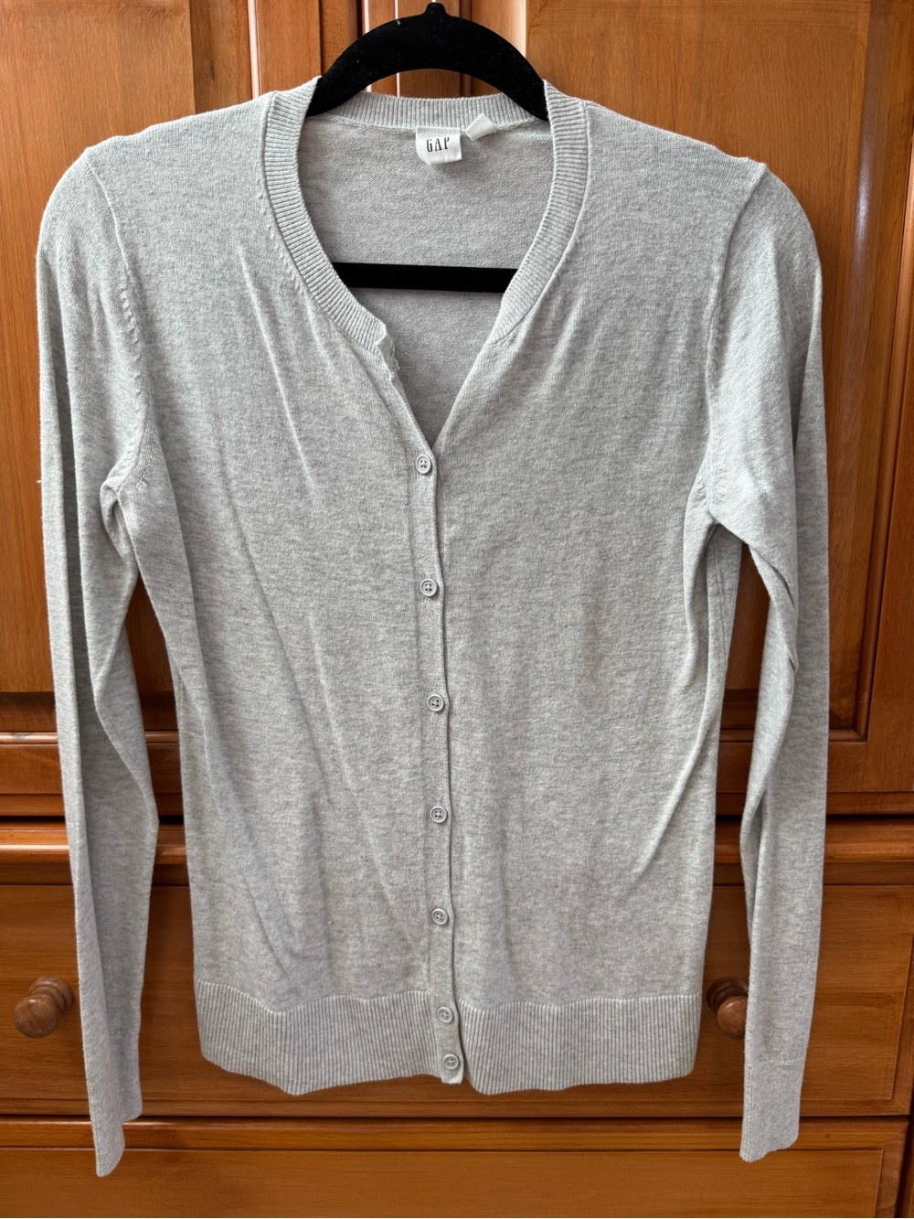 GAP Light Gray Button-Up Crewneck Cardigan